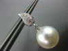 ESTATE .22CT DIAMOND & SOUTH SEA PEARL 18K WHITE GOLD PAVE LEAF HANGING EARRINGS