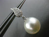 ESTATE .22CT DIAMOND & SOUTH SEA PEARL 18K WHITE GOLD PAVE LEAF HANGING EARRINGS