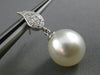 ESTATE .22CT DIAMOND & SOUTH SEA PEARL 18K WHITE GOLD PAVE LEAF HANGING EARRINGS