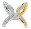 ESTATE WIDE .70CT DIAMOND 18K WHITE & YELLOW GOLD 3D V SHAPE BUTTERFLY LOVE RING