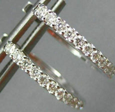 ESTATE .29CT DIAMOND 18KT WHITE GOLD 3D CLASSIC ROUND 2mm OVAL HUGGIE EARRINGS