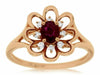 ESTATE WIDE .62CT DIAMOND & AAA RUBY 14KT ROSE GOLD 3D CLASSIC FLOWER FUN RING