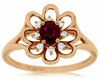 ESTATE WIDE .62CT DIAMOND & AAA RUBY 14KT ROSE GOLD 3D CLASSIC FLOWER FUN RING