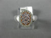 ESTATE WIDE .46CT WHITE & PINK DIAMOND 14KT WHITE & ROSE GOLD ANNIVERSARY RING