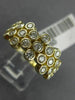ESTATE WIDE .76CT ROUND DIAMOND 14K YELLOW GOLD 3D FLOWER BEZEL ANNIVERSARY RING