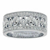ESTATE WIDE .71CT DIAMOND 18K WHITE GOLD 3D TEAR DROP THREE ROW ANNIVERSARY RING