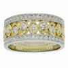 ESTATE WIDE .71CT DIAMOND 18K TWO TONE GOLD TEAR DROP THREE ROW ANNIVERSARY RING