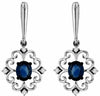 ESTATE .93CT DIAMOND & AAA SAPPHIRE 14KT WHITE GOLD MULTI HEART HANGING EARRINGS