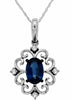 ESTATE .69CT DIAMOND & AAA SAPPHIRE 14K WHITE GOLD 3D MULTI HEART FLOWER PENDANT