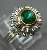 ESTATE WIDE .76CT AAA EMERALD 18KT WHITE & YELLOW GOLD 3D FLOWER ENGAGEMENT RING