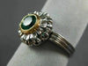 ESTATE WIDE .76CT AAA EMERALD 18KT WHITE & YELLOW GOLD 3D FLOWER ENGAGEMENT RING
