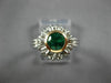 ESTATE WIDE .76CT AAA EMERALD 18KT WHITE & YELLOW GOLD 3D FLOWER ENGAGEMENT RING