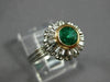 ESTATE WIDE .76CT AAA EMERALD 18KT WHITE & YELLOW GOLD 3D FLOWER ENGAGEMENT RING