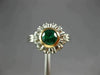 ESTATE WIDE .76CT AAA EMERALD 18KT WHITE & YELLOW GOLD 3D FLOWER ENGAGEMENT RING
