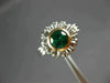 ESTATE WIDE .76CT AAA EMERALD 18KT WHITE & YELLOW GOLD 3D FLOWER ENGAGEMENT RING