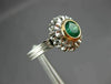 ESTATE WIDE .76CT AAA EMERALD 18KT WHITE & YELLOW GOLD 3D FLOWER ENGAGEMENT RING