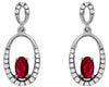 ESTATE .65CT DIAMOND & AAA RUBY 14KT WHITE GOLD OVAL CLASSIC HANGING EARRINGS