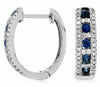 ESTATE .73CT DIAMOND & AAA SAPPHIRE 14K WHITE GOLD 3D ROUND HUGGIE HOOP EARRINGS