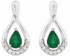 ESTATE .87CT DIAMOND & AAA EMERALD 14K WHITE GOLD 3D PEAR SHAPE HANGING EARRINGS