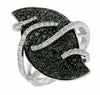 WIDE 1.75CT WHITE & BLACK DIAMOND 14KT WHITE GOLD 3D PAVE LEAF FUN RING
