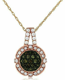 .40CT WHITE & CHOCOLATE FANCY DIAMOND 14KT ROSE GOLD 3D CLUSTER FLOWER PENDANT