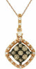 .31CT WHITE & CHOCOLATE FANCY DIAMOND 14KT ROSE GOLD SQUARE CLUSTER HALO PENDANT