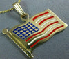 ESTATE LARGE 14KT YELLOW GOLD 3D HANDCRAFTED ENAMEL AMERICAN FLAG PENDANT #25302