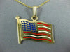 ESTATE LARGE 14KT YELLOW GOLD 3D HANDCRAFTED ENAMEL AMERICAN FLAG PENDANT #25302