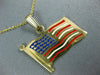 ESTATE LARGE 14KT YELLOW GOLD 3D HANDCRAFTED ENAMEL AMERICAN FLAG PENDANT #25302