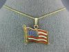 ESTATE LARGE 14KT YELLOW GOLD 3D HANDCRAFTED ENAMEL AMERICAN FLAG PENDANT #25302