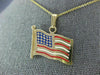 ESTATE LARGE 14KT YELLOW GOLD 3D HANDCRAFTED ENAMEL AMERICAN FLAG PENDANT #25302