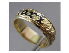 ANTIQUE 14KT YELLOW GOLD 3D HANDCRAFTED FLORAL FILIGREE WEDDING BAND RING #23143