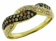 .55CT WHITE & MOCHA DIAMOND 14KT YELLOW GOLD 3D MULTI ROW ROPE ANNIVERSARY RING