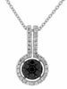 .47CT WHITE & BLACK DIAMOND 14KT WHITE GOLD 3D CLUSTER FLOWER FLOATING PENDANT
