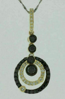 .58CT WHITE & BLACK DIAMOND 14KT YELLOW GOLD 3D CIRCLE OF LIFE JOURNEY PENDANT