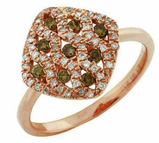 .41CT WHITE & CHOCOLATE FANCY DIAMOND 14KT ROSE GOLD 3D SQUARE ETOILE FUN RING