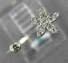 ESTATE .08CT DIAMOND 18K WHITE GOLD 3D CLASSIC SOLITAIRE FLOWER STAR LOVE RING