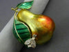 ESTATE LARGE .10CT DIAMOND & AAA MULTI COLOR ENAMEL 14KT YELLOW GOLD PIN #26375