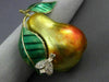 ESTATE LARGE .10CT DIAMOND & AAA MULTI COLOR ENAMEL 14KT YELLOW GOLD PIN #26375
