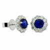 ESTATE 2.24CT DIAMOND & AAA SAPPHIRE 18KT WHITE GOLD ROUND FLOWER STUD EARRINGS
