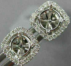 ESTATE .12CT DIAMOND 18K WHITE GOLD 3D CLASSIC SQUARE HALO ROUND JACKET EARRINGS