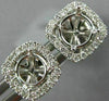 ESTATE .12CT DIAMOND 18K WHITE GOLD 3D CLASSIC SQUARE HALO ROUND JACKET EARRINGS