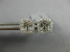 ESTATE .12CT DIAMOND 18K WHITE GOLD 3D CLASSIC SQUARE HALO ROUND JACKET EARRINGS