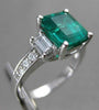 ESTATE 3.02CT DIAMOND & COLOMBIAN EMERALD 14KT WHITE GOLD ENGAGEMENT RING #17314