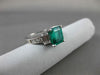 ESTATE 3.02CT DIAMOND & COLOMBIAN EMERALD 14KT WHITE GOLD ENGAGEMENT RING #17314