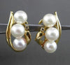 ESTATE DIAMOND & AAA PEARL 14KT YELLOW GOLD 3D FLOWER CLIP ON EARRINGS #24405
