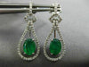 ESTATE 1.74CT DIAMOND & AAA EMERALD 14K WHITE GOLD 3D TEAR DROP HANGING EARRINGS
