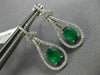 ESTATE 1.74CT DIAMOND & AAA EMERALD 14K WHITE GOLD 3D TEAR DROP HANGING EARRINGS