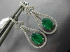 ESTATE 1.74CT DIAMOND & AAA EMERALD 14K WHITE GOLD 3D TEAR DROP HANGING EARRINGS