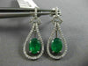 ESTATE 1.74CT DIAMOND & AAA EMERALD 14K WHITE GOLD 3D TEAR DROP HANGING EARRINGS